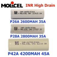 🔥 Molicel Original Battery Rechargeable 18650 21700 P28A P26A P42A 2800MAH 4200MAH 3.7V INR High Dra
