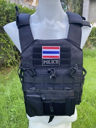 เสื้อเกราะจิ๋ว หน้าปากกา มีป้าย Police ตีนตุ๊กแก เกราะอ่อน เสื้อเกราะก้ามปู เกราะจิ๋ว เกราะตำรวจ