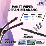 Universal Car Quad Blade Wiper Package Front Rear Anti-Noise Rubber Bonus 3 Items U601