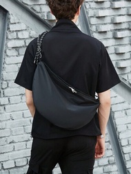 Bolso de hombro para hombre a la moda, estilo coreano, simple, bolsa de mensajero japonesa de gran capacidad para estudiantes y trabajadores de oficina, bolsa lateral para viajes de fin de semana, camping, verano, gimnasio, vacaciones, poliéster casual negro, regalos personalizados para novio, padre y esposo