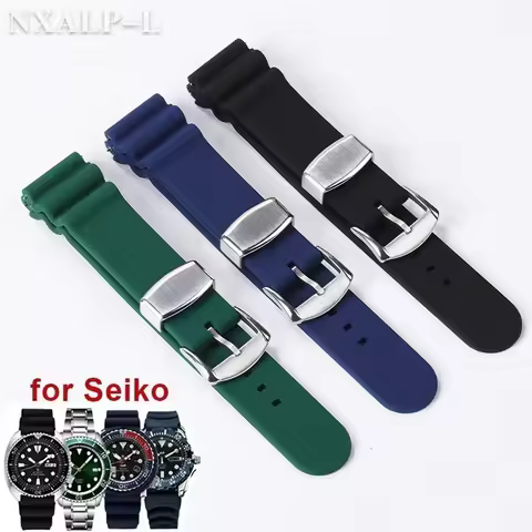 20mm 22mm Watch Band for Seiko No. 5 SKX007 SKX009 SRP777J1 Prospex Waterproof Diving Silicone Brace