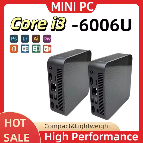 2026 New Compact Mini Laptop Core i3-6006U 16GB RAM 1TB/2TB Mini PC SSD HD WiFi6 BT5.2 Multifunction