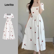 Elegant Dress Flowers Ruffle Hem Spring/summer Off White Dress for Women L138ED462 Gaun Elegan Bunga