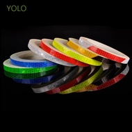 YOLO Car Styling Bike Reflective Stickers Cycling Decor Fluorescent Reflective Tape Wheel Sticker Reflective Strip 1cmx8m Bike Body Bicycle Accessories MTB Bicycle Adhesive Tape/Multicolor