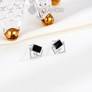 Eleanor Accessories women's 925 sterling silver earrings, square shape with stones, earring jewelry 
