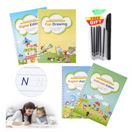 4 Book Magic Children 3D Copybook For Calligraphy Number English Handwriting Books Learning Math Wri