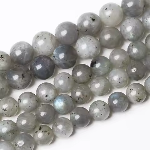 Natural Gray Labradorite Stone Beads Moonstone Round Spacer Beads for Jewelry Making DIY Bracelet Ac