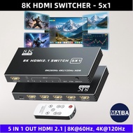 8K 60Hz HDMI 2.1 Switch 5x1 5 IN 1 Out 4K 120Hz HDMI Selector Switcher