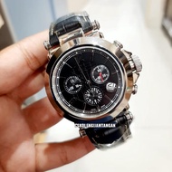 JAM TANGAN PRIA GUESS COLLECTION GC-30000 SILVER BLACK LEATHER ORIGINA