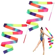 Dance Rainbow Streamers, 2 Pcs Ribbon Dancer Wand Rhythmic Gymnastics Ribbon Baton Twirling Sticks f