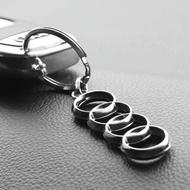 Audi LOGO Hollow Silver Keychain A4 A5 A6 A3 Q3 Q5 Car Key Aluminum Alloy Pendant