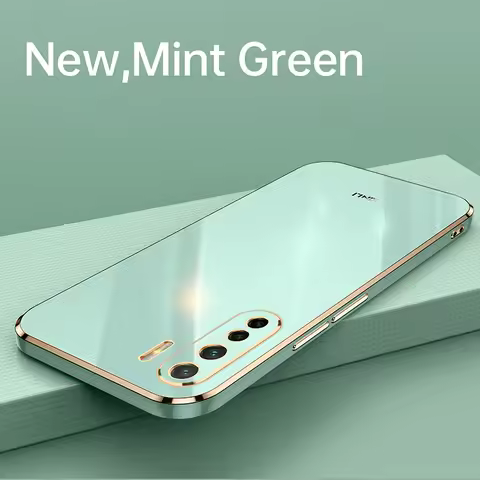 Plating Colorfast Phone Cases for OPPO A91 F15 Soft Lens Protection Original Silicone Square Luxury 