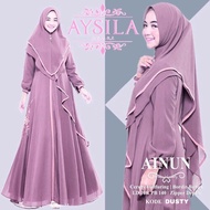 Terlaris Terbaru Gamis Set Syari Ainun Syari Bhn Ful Ceruty+Khimar 2