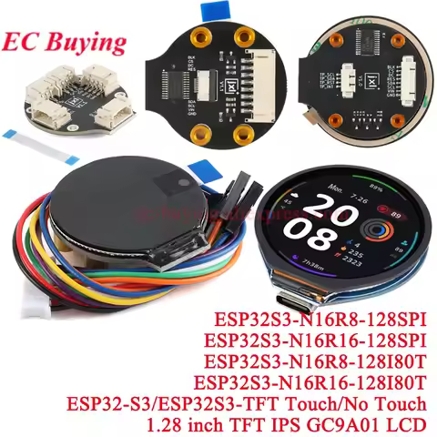 1.28 inch TFT Screen Display Module 1.28" IPS Round Colorful LCD Board GC9A01 Touch 240x240 SPI ESP3