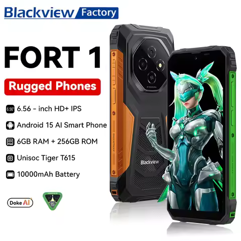 Blackview FORT 1 Rugged Phones 6.65" 6GB RAM 256GB+2TB ROM Smartphones Android 15 Unisoc Tiger T615 