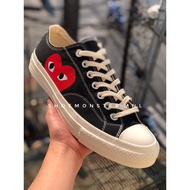 CDG Play Converse Low Black 1 Heart Shoes