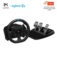 Logitech G923 Racing Wheel and Pedals TRUEFORCE up to 1000 Hz Force Feedback Responsive Driving Design Dual Clutch Launch Control Genuine Leather Wheel Cover for PS5 PS4 PC Mac - Black