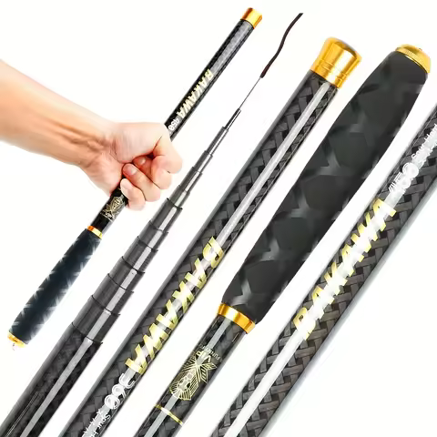 7.2m - 1.8m Carbon Fiber Fishing Rod Light Telescopic Travel Portable Rod Freshwater Carp 70.8-283.4