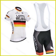 2014 Cycling Jersey Set Lotto Belisol Germany Short Sleeve and Bib Short Outdoor Quick Dry Anti-UV S