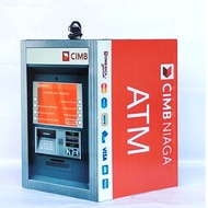 CIMB Jumbo mini Atm Viral piggy bank + lock safe piggy bank wooden piggy bank large padlock money to