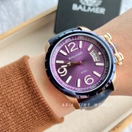 [Original] 宾马 BALMER 7956G BRG-7 Sporty Men Watch with Purple Dial and Blue Genuine Leather