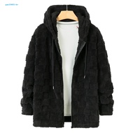 GA| Men Polyester Coat Warm Men Coat Men's Plush Hooded Jacket Stylish and Warm Winter Coat for Stre
