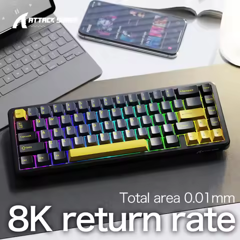 ATTACK SHARK X65 HE Rapid Trigger Keyboard 65% Magnetic Switch 8000Hz 0.01mm RT For Gaming