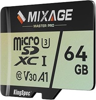 MIXAGE 64GB MicroSDXC Card UHS-I U3/V30/A1/C10-175MB/s Read 110MB/s Write, 4K UHD Video Recording - 