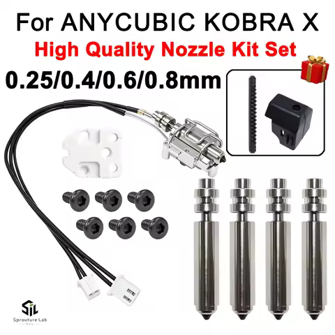 For Anycubic Kobra X Heating Assembly Heater Thermistor 0.25 0.4 0.6 0.8 Toolhead Kobra X Nozzle Kit