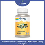 วิตามินซี สูตรบัฟเฟอร์ Buffered Vitamin C with Bioflavonoid Concentrate 500 mg 100 VegCaps -Solaray