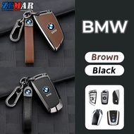 BMW Leather Car Key Shell Key Case Zinc Alloy Key Cover Smart Key Case Protector For BMW G20 F30 E60 E46 E90 F10 G30 E36 E30 X1 F48 X3 G01 X5 G05 IX3 IX I4 1 3 5 Series Accessories