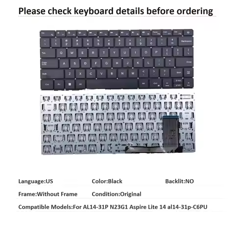 New US Language Keyboard For Acer AL14-31P N23G1 Aspire Lite 14 al14-31p-C6PU Notebook PC Replacemen