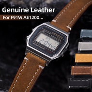 For Casio W800h AE1200 F91W Genuine Leather Watch Strap 18mm Quick Release Vintage Oil Waxed Univers