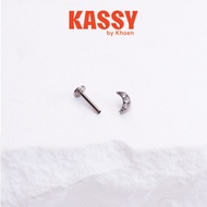 (1 Piece) Stone Moon Earrings - Titanium G23 - Kassy