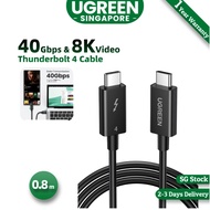 UGREEN 0.8m Thunderbolt 4 Cable [Intel Certified], 100W USB C to USB C Charger Cable Fast Charging 40Gbps 8K Video