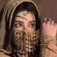 Retro Exotic Metal Veil Cover Face Influencer Masked Veil Desert Face Accessories Headdress Travel P