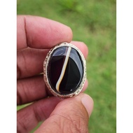 Cincin Batu Akik Yaman Hitam Jalur Solid