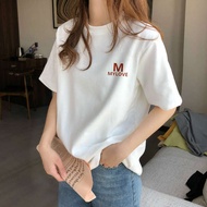 t shirt budak perempuan t shirt oversize t shirt lengan panjang perempuan t shirt perempuan Bahu kapas lengan pendek kemeja-T putih baju separuh lengan nipis wanita musim panas longgar reka bentuk unik 2024 hit