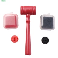 HELIX Judge Stamp Hammer, Inkpad Portable Toy Wooden Hammer, Notebook Stamp Decoration Wooden Red To