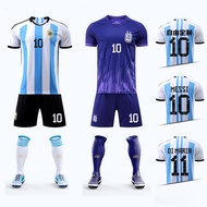 Piala Dunia 2022 Argentina Messi No. 10 jersi set sut bola sepak sut latihan baju bola sepak kanak-kanak tersuai