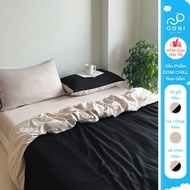 GONI CHILL duvet cover set in Beige Black - Elastic bed sheets 4-25cm high, sizes 1m, 1m2, 1m4, 1m6,