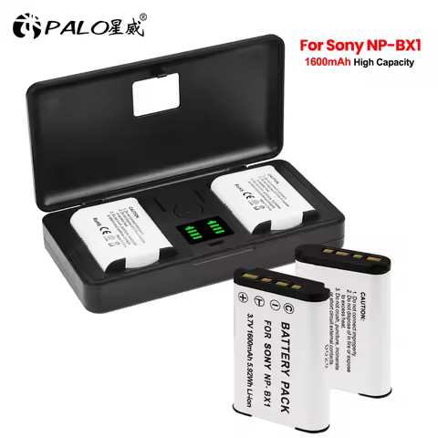 PALO NP-BX1 np bx1 Battery + 2 Slots LCD Charger Case for Sony DSC-RX100 DSC-WX500 IV HX300 WX300 HD