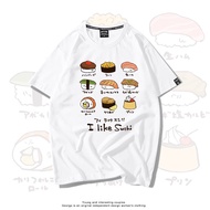 Japanese Retro Style, I Like Eating Sushi, Hand-drawn Cartoon  Text Summer Cotton Men's and Women's 