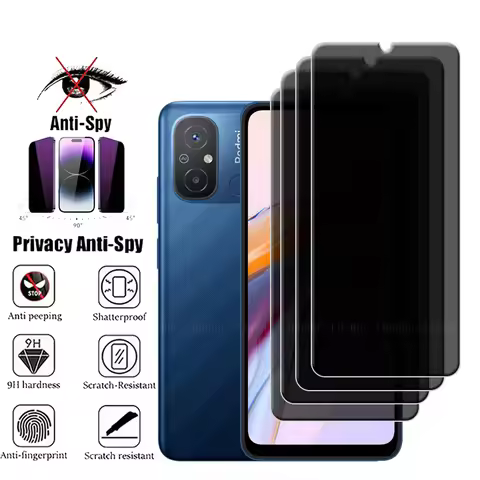 4Pcs For Xiaomi Redmi 12C Glass Redmi 12C Screen Protector Phone Cover Protective 9H Anti-Spy Privac