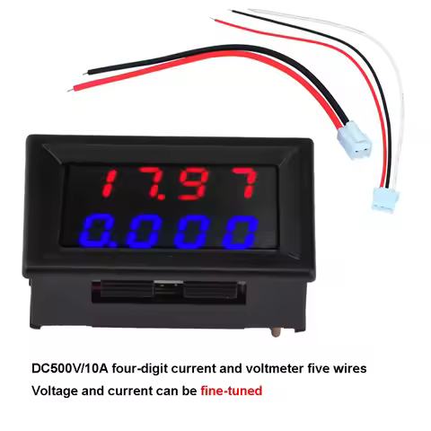 DC 500V 10A Voltmeter Ammeter Red Blue LED Amp Dual Digital Volt Meter Gauge Digital Voltmeter Adjus
