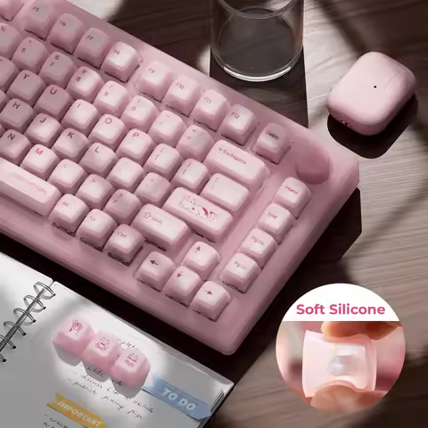 XVX Soft Silicone Keycap Cherry Profile Pink Key Cap for Cherry MX 61/64/68/75/87 Keyboard 113 keys 