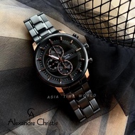 *Ready Stock*ORIGINAL Alexandre Christie 6323MCBBRBA Black Stainless Steel Water Resistant Chronograph Men’s Watch