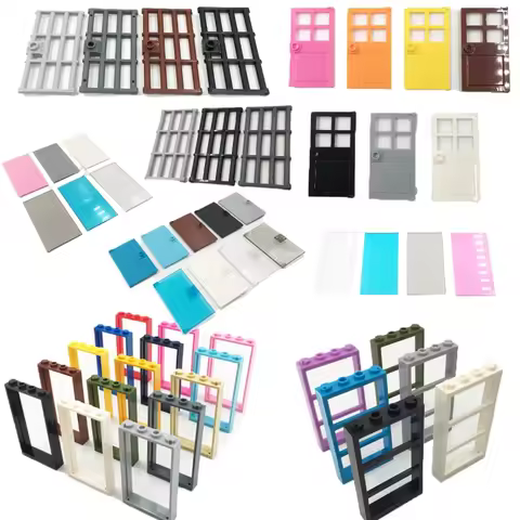 MOC Parts House Block Model Accessories 1x4x6 Door Frame Smart Windows 10 Pack 60596 60616 60803 578