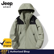 เสื้อแจ็คเก็ตมีฮู้ดสำหรับเสื้อแจ๊คเก็ตกันหนาวบุรุษปีนเขาเสื้อกันลม Jeep Spirit เสื้อคลุมกลางแจ้งกันน