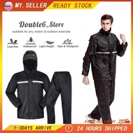 OXFORD Raincoat Motorcycle Rain Coat Jacket Suit Baju Hujan (Coat + Pants) SEKALI SELUAR BY DOUBLE6_
